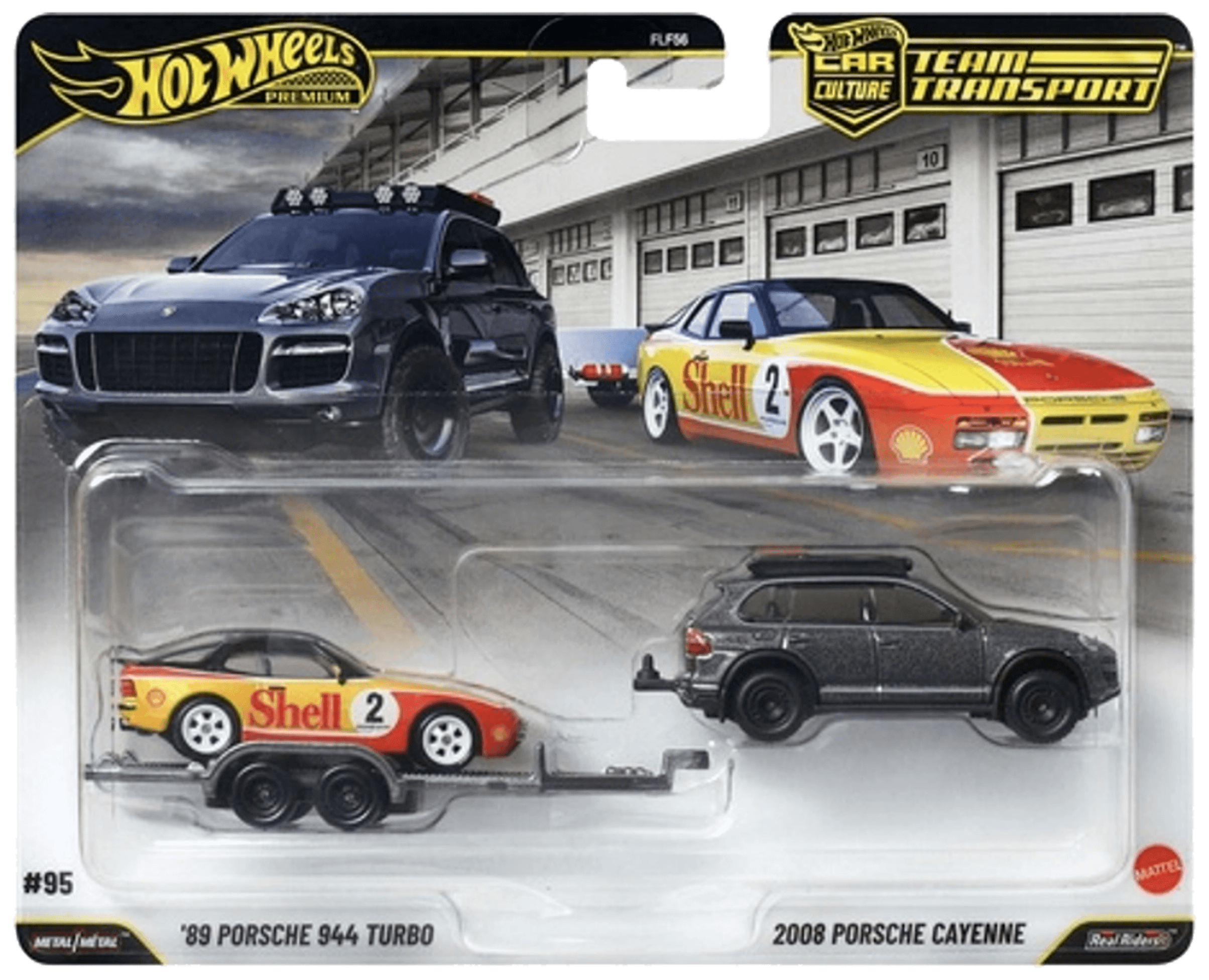 Hot Wheels Premium '89 Porsche 944 Turbo Shell #2 & 2008 Porsche Cayenne Team Transport Set (1:64) - Yukizi