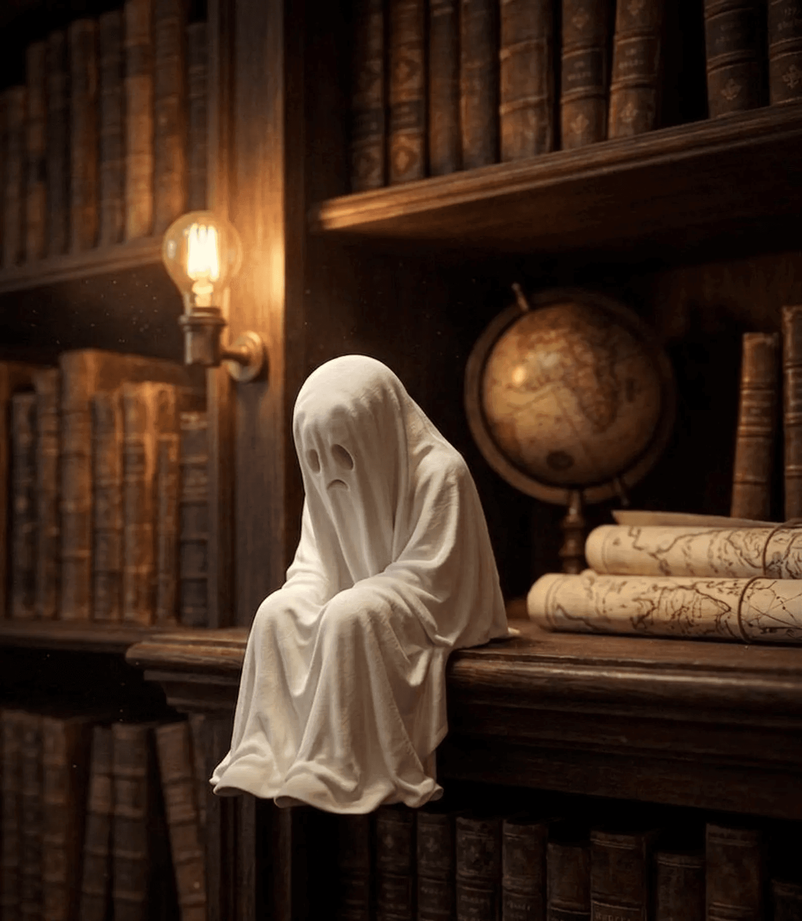 3D Printed Sad Ghost Shelf Sitter - Yukizi