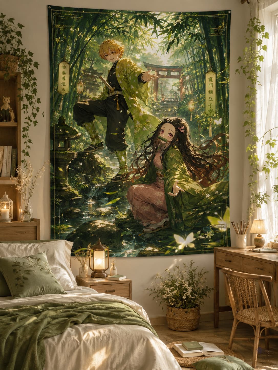 Breath of Thunder Tapestry | Zenitsu & Nezuko Anime inspired Tapestry - Yukizi