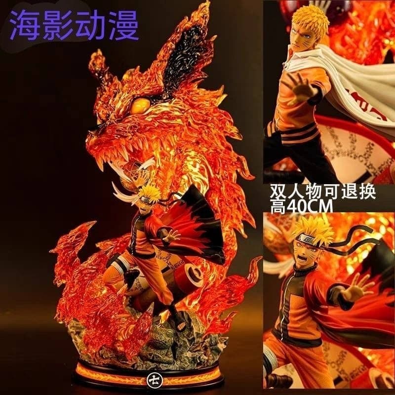 Naruto Uzumaki and Kurama Nine-Tails Statue with LED - 40 cm - Yukizi